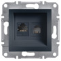 Розетка компьютерная RJ45 cat5e UTP + телефонная RJ11 Schneider Electric Asfora Антрацит EPH4900171 Розетка компьютерная RJ45 cat5e UTP + телефонная RJ11 Schneider Electric Asfora Антрацит EPH4900171
